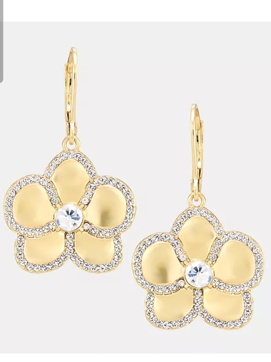 Karl Lagerfeld Jewelry - Karl Lagerfeld Gold Orchid And Crystal Drop Earrings
